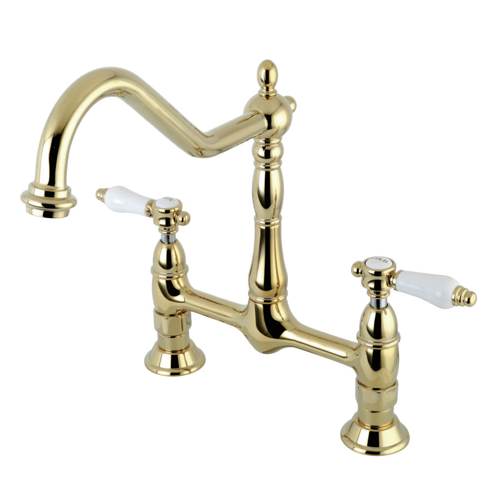 Kingston Brass KS1172BPL Bel-Air Bridge Kitchen Faucet, Polished Brass - BNGBath