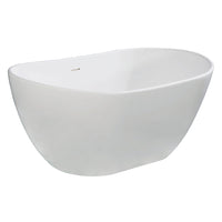 Thumbnail for Aqua Eden VRTRS573224 Arcticstone 57-Inch Solid Surface White Stone Freestanding Tub with Drain, Matte White - BNGBath