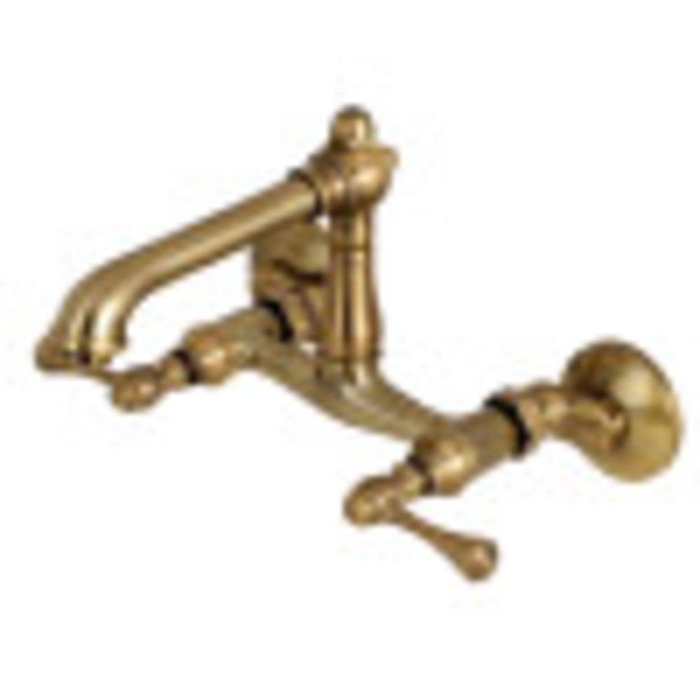 Kingston Brass English Country 6-Inch Adjustable Center Wall Mount Kitchen Faucet, Antique Brass - BNGBath