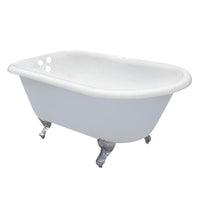 Thumbnail for Aqua Eden VCT3D603019NT1 60-Inch Cast Iron Roll Top Clawfoot Tub with 3-3/8 Inch Wall Drillings, White/Polished Chrome - BNGBath