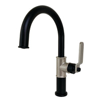 Thumbnail for Kingston Brass KS2236KL Eagan Single-Handle Bathroom Faucet with Push Pop-Up, Matte Black/Polished Nickel - BNGBath