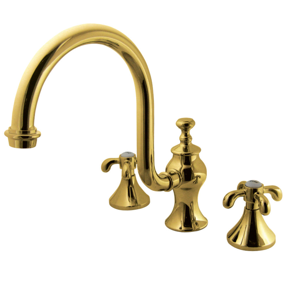 Kingston Brass KS7342TX French Country High Arc Roman Tub Faucet, Polished Brass - BNGBath