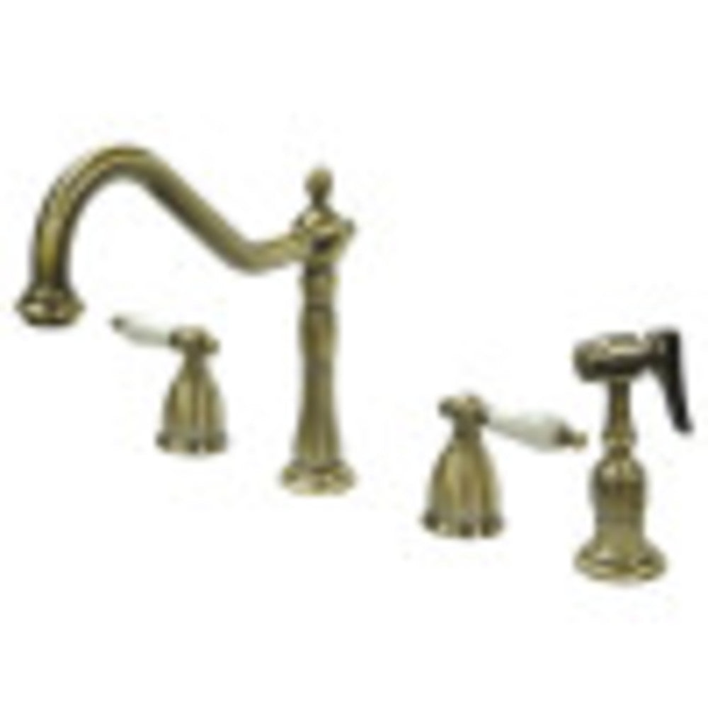 Kingston Brass KB1793PLBS Widespread Kitchen Faucet, Antique Brass - BNGBath