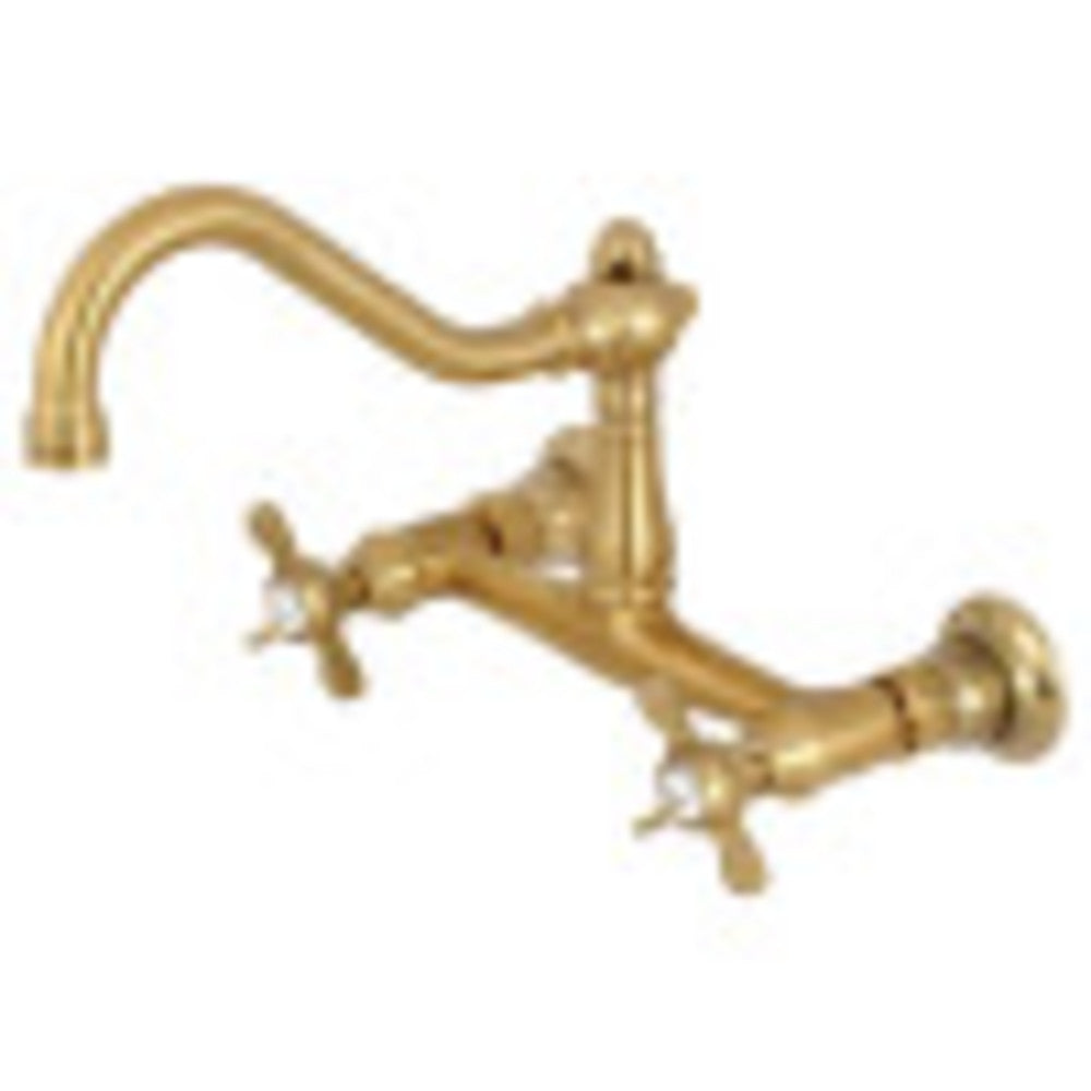 Kingston Brass KS3247BEX 8" Center Wall Mount Bathroom Faucet, Brushed Brass - BNGBath