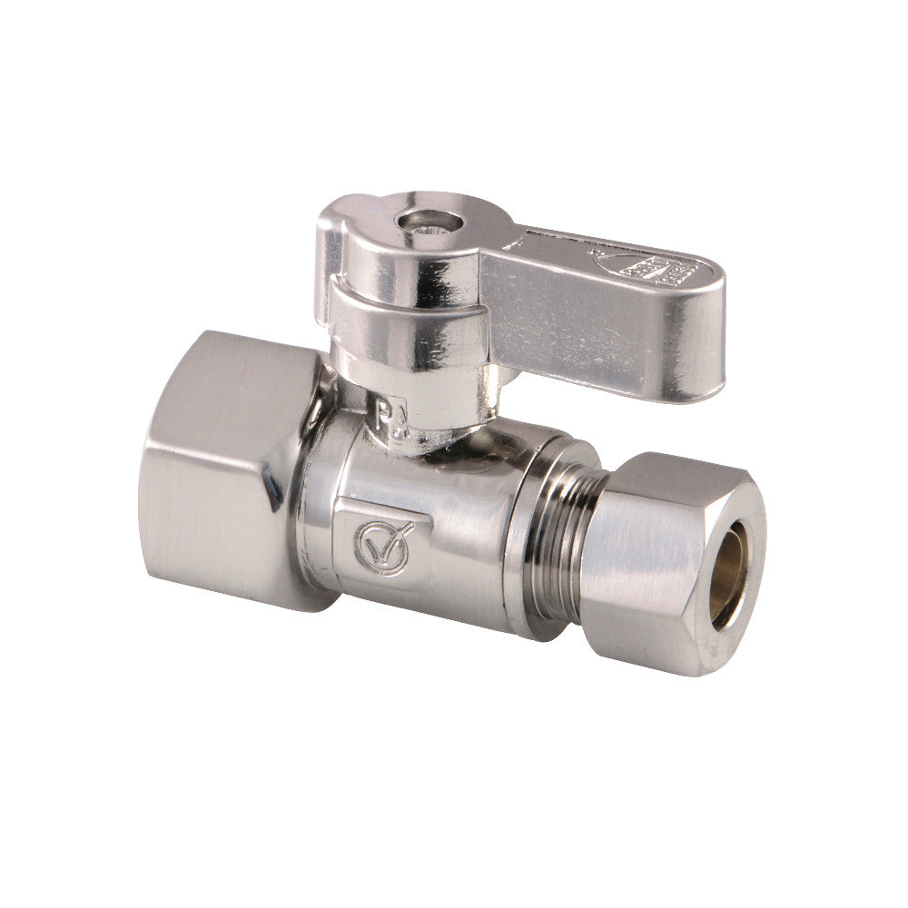 Kingston Brass KF4315SN 1/2" FIP X 3/8" OD Comp Straight Stop Valve, Brushed Nickel - BNGBath