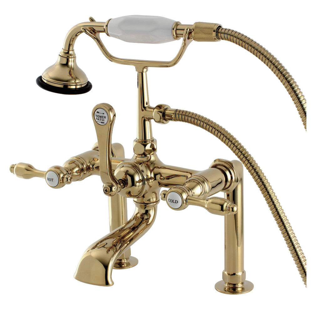 Aqua Vintage AE103T2TAL Tudor Deck Mount Clawfoot Tub Faucet, Polished Brass - BNGBath