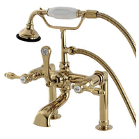 Thumbnail for Aqua Vintage AE103T2TAL Tudor Deck Mount Clawfoot Tub Faucet, Polished Brass - BNGBath