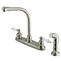 Thumbnail for Kingston Brass GKB717SP Victorian Centerset Kitchen Faucet, Brushed Nickel/Polished Chrome - BNGBath