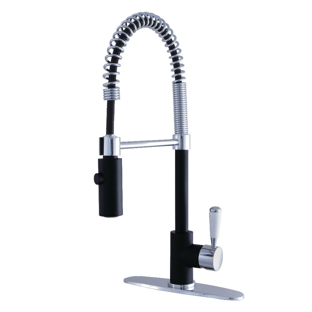 Gourmetier LS8777DPL Paris Single-Handle Pre-Rinse Kitchen Faucet, Matte Black/Polished Chrome - BNGBath