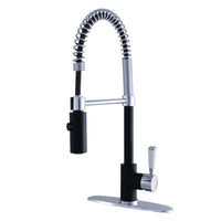 Thumbnail for Gourmetier LS8777DPL Paris Single-Handle Pre-Rinse Kitchen Faucet, Matte Black/Polished Chrome - BNGBath