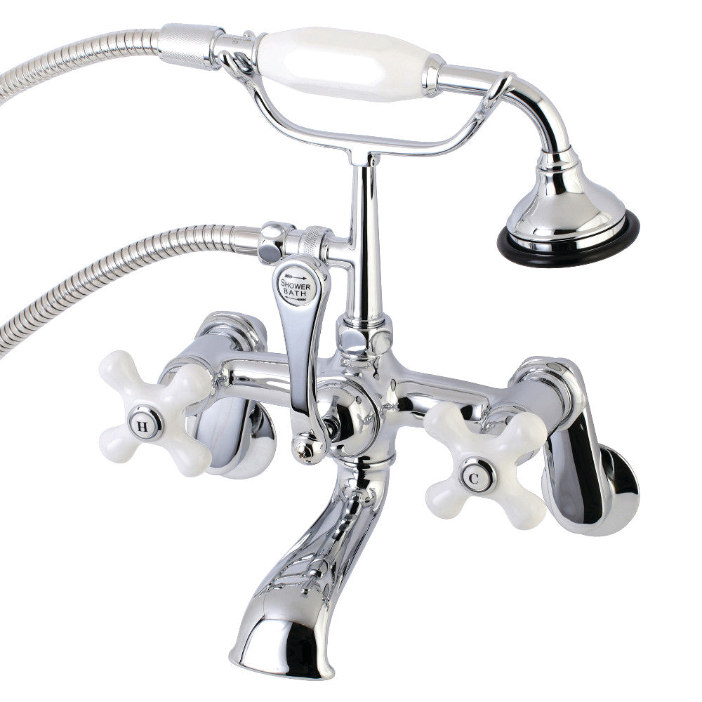 Kingston Brass AE60T1 Aqua Vintage Wall Mount Tub Faucet with Hand Shower, Polished Chrome - BNGBath