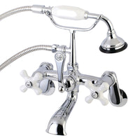 Thumbnail for Kingston Brass AE60T1 Aqua Vintage Wall Mount Tub Faucet with Hand Shower, Polished Chrome - BNGBath