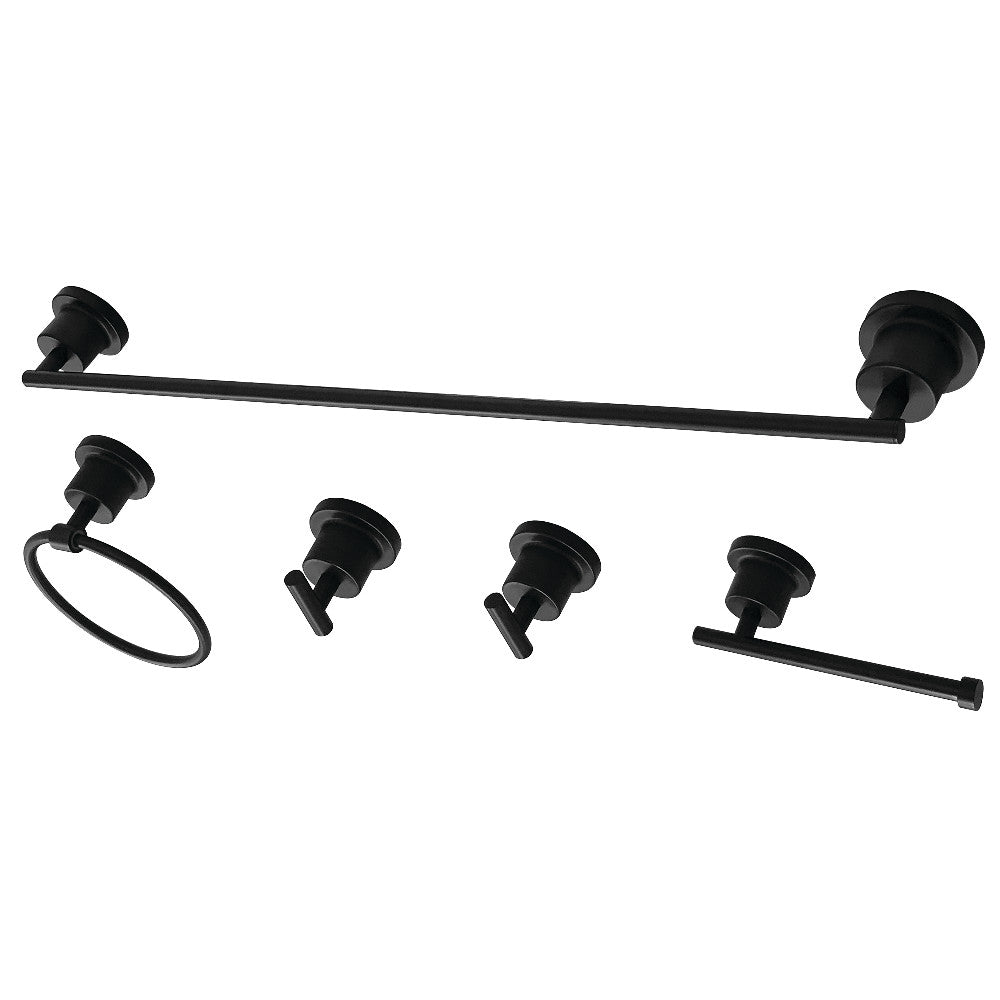 Kingston Brass BAH8230478MB Concord 5-Piece Bathroom Accessory Set, Matte Black - BNGBath