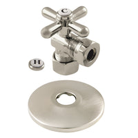 Thumbnail for Kingston Brass CC54308XK 5/8-Inch OD X 1/2-Inch or 7/16-Inch Slip Joint Quarter-Turn Angle Stop Valve with Flange, Brushed Nickel - BNGBath