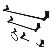 Thumbnail for Kingston Brass BAHK8212478MB Continental 5-Piece Bathroom Accessory Set, Matte Black - BNGBath