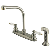 Thumbnail for Kingston Brass GKB719SP Victorian Centerset Kitchen Faucet, Brushed Nickel/Polished Brass - BNGBath