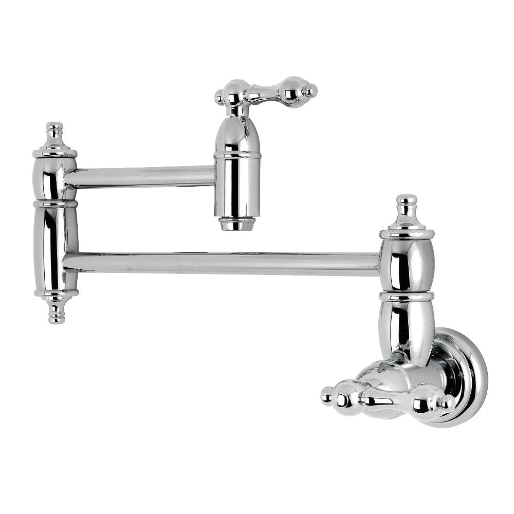 Kingston Brass KS3101AL Restoration Wall Mount Pot Filler Kitchen Faucet, Polished Chrome - BNGBath