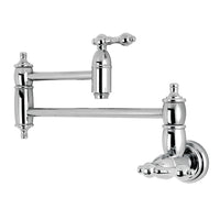 Thumbnail for Kingston Brass KS3101AL Restoration Wall Mount Pot Filler Kitchen Faucet, Polished Chrome - BNGBath