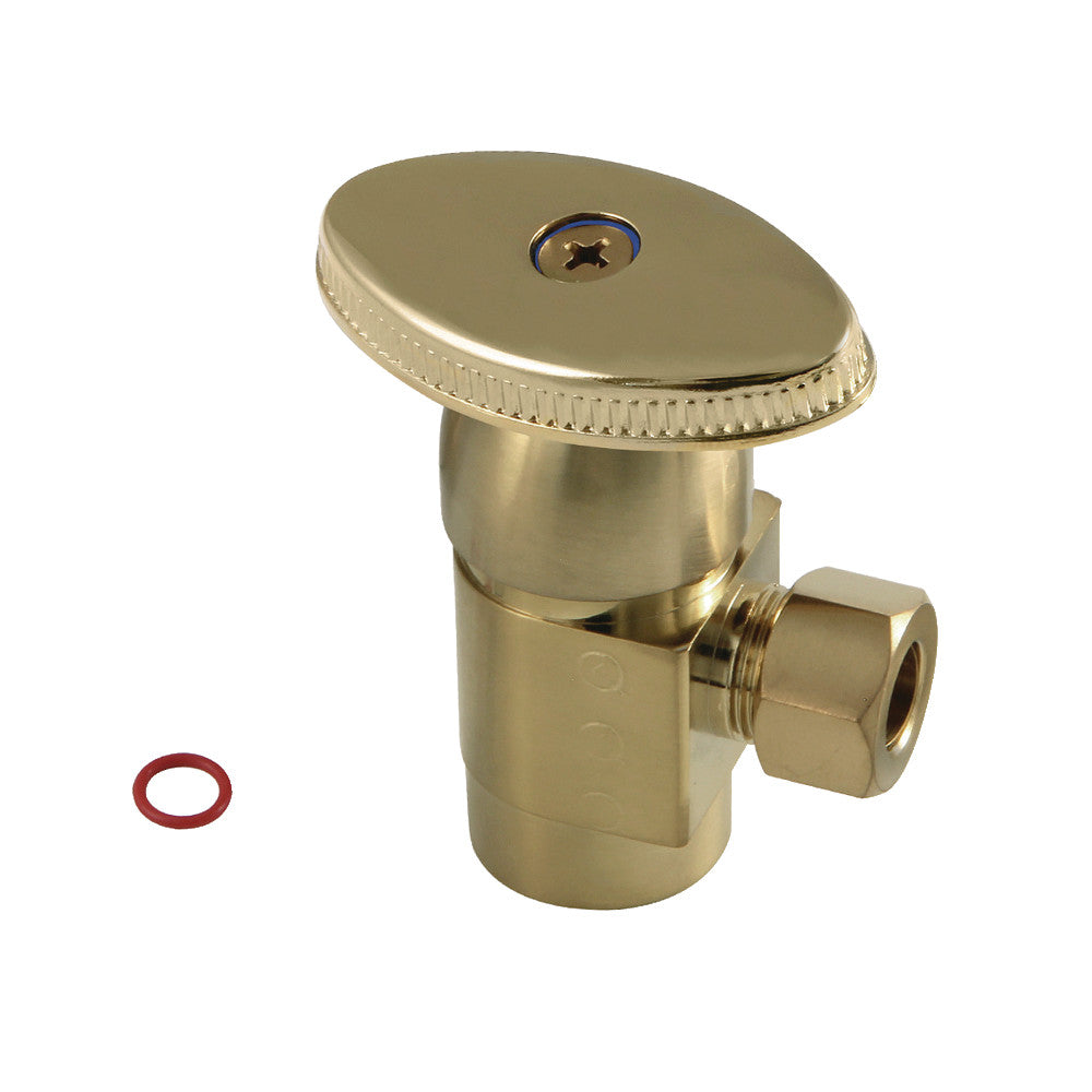 Kingston Brass CD43307VA Americana 1/2"IPS x 3/8"O.D. Anti-Seize Deluxe Quarter Turn Ceramic Hardisc Cartridge Angle Stop, Brushed Brass - BNGBath