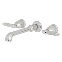 Thumbnail for Kingston Brass KS7121GL Georgian Two-Handle Wall Mount Bathroom Faucet, Polished Chrome - BNGBath