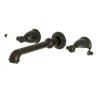 Thumbnail for Kingston Brass KS7125PL Two-Handle Wall Mount Bathroom Faucet, Oil Rubbed Bronze - BNGBath