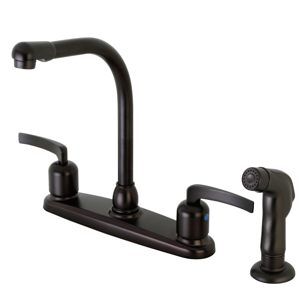 Kingston Brass FB755EFLSP Centurion 8-Inch Centerset Kitchen Faucet with Sprayer, Oil Rubbed Bronze - BNGBath