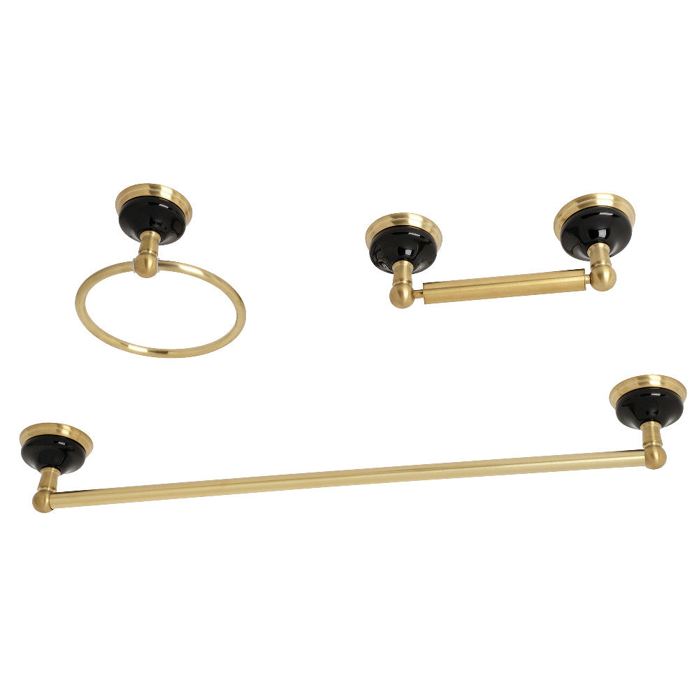 Kingston Brass BAK911248BB Water Onyx 3-Piece Bathroom Accessory Set, Brushed Brass - BNGBath