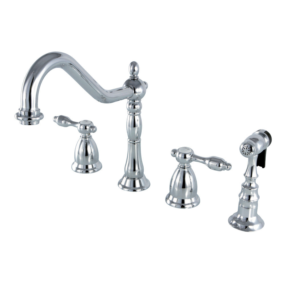 Kingston Brass KS1791TALBS Widespread Kitchen Faucet, Polished Chrome - BNGBath