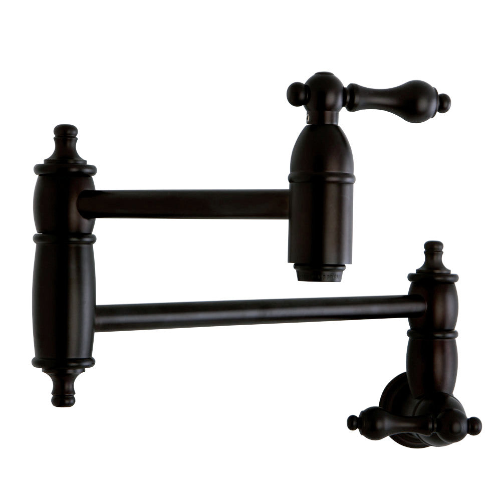 Kingston Brass KS3105AL Restoration Wall Mount Pot Filler Kitchen Faucet, Oil Rubbed Bronze - BNGBath