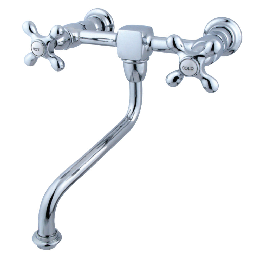 Kingston Brass KS1211AX Heritage Wall Mount Bathroom Faucet, Polished Chrome - BNGBath