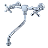 Thumbnail for Kingston Brass KS1211AX Heritage Wall Mount Bathroom Faucet, Polished Chrome - BNGBath