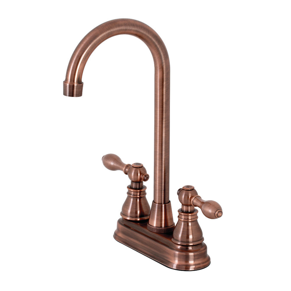 Kingston Brass KB496ACL American Classic Two-Handle High-Arc Bar Faucet, Antique Copper - BNGBath