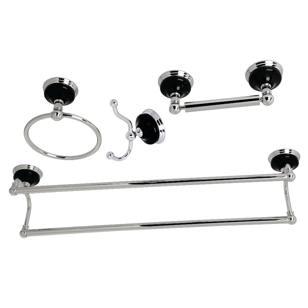 Kingston Brass BAK9113478C Water Onyx 4-Piece Bathroom Accessory Set, Polished Chrome - BNGBath