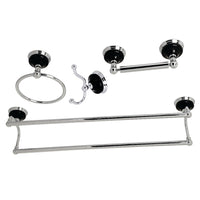 Thumbnail for Kingston Brass BAK9113478C Water Onyx 4-Piece Bathroom Accessory Set, Polished Chrome - BNGBath