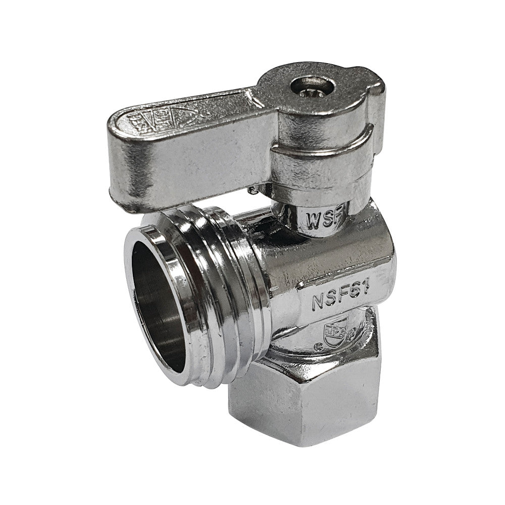 1/2" FIP x 3/4" Hose Thread Angle Shut Off Valve, Polished Chrome - BNGBath