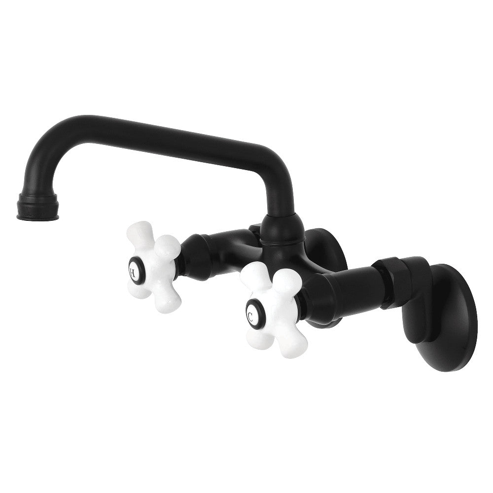 Kingston Brass KS613MB Kingston Two Handle Wall Mount Bathroom Faucet, Matte Black - BNGBath