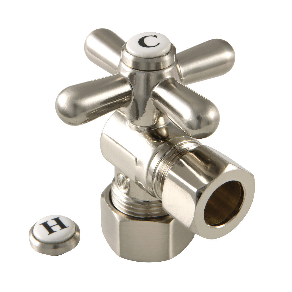 Kingston Brass CC54408X 5/8" OD Comp X 1/2" OD Comp Angle Stop Valve, Brushed Nickel - BNGBath