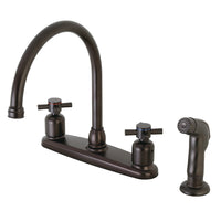 Thumbnail for Kingston Brass FB795DXSP Concord 8-Inch Centerset Kitchen Faucet with Sprayer, Oil Rubbed Bronze - BNGBath