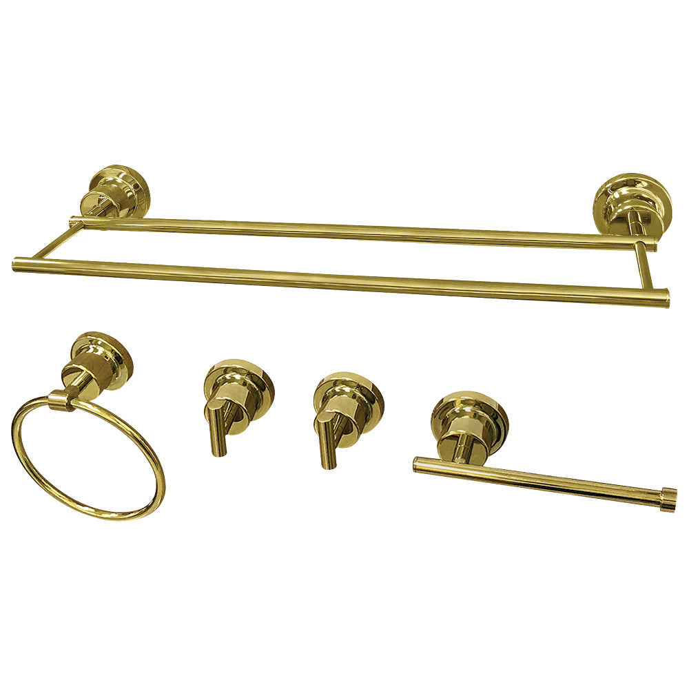 Kingston Brass BAH821318478PB Concord 5-Piece Bathroom Accessory Set, Polished Brass - BNGBath