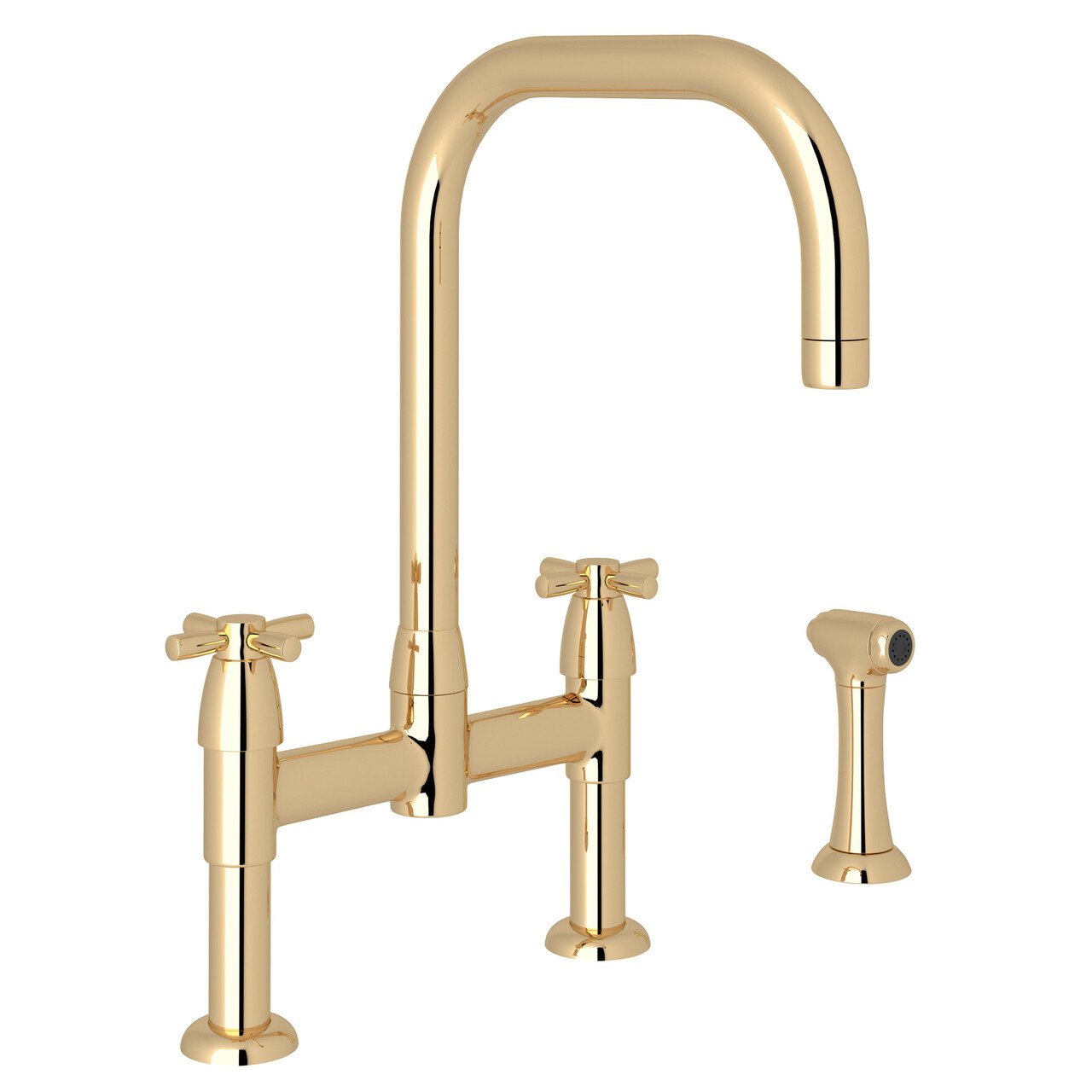 Perrin & Rowe Holborn U-Spout Bridge Kitchen Faucet with Sidespray - BNGBath