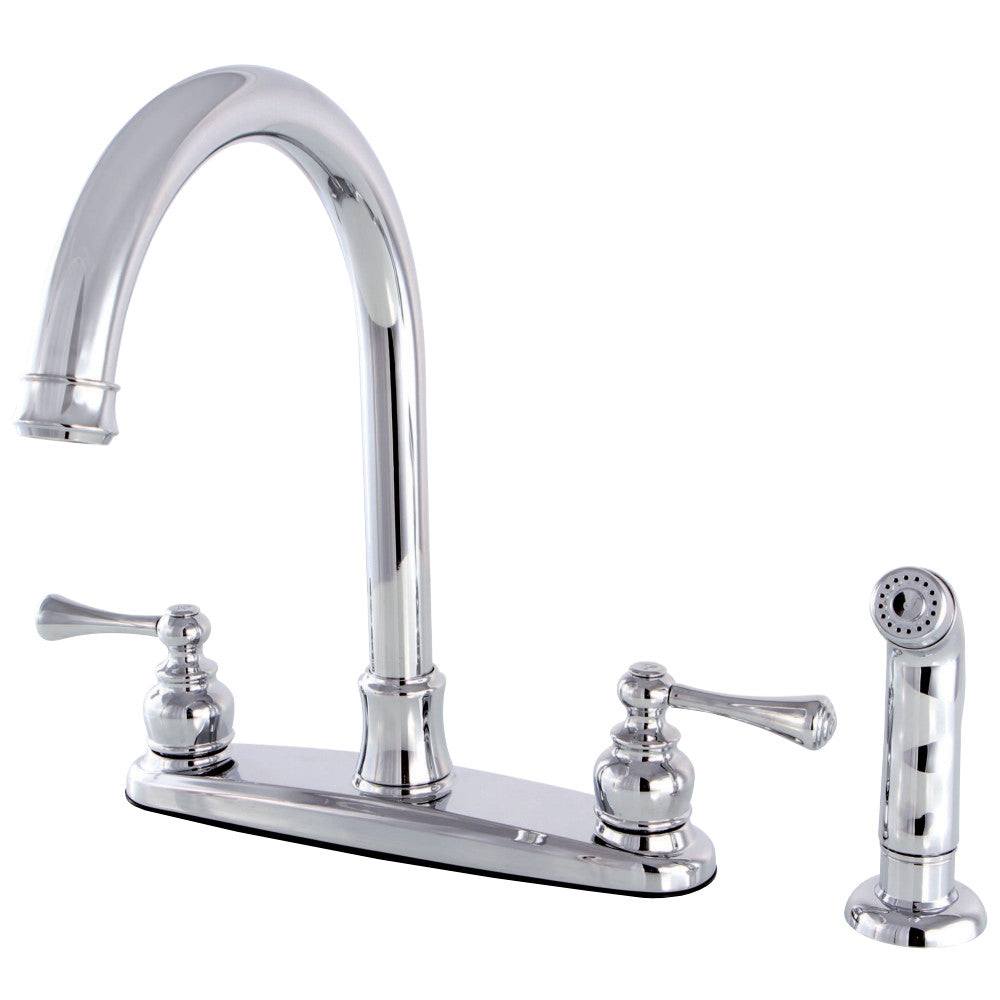 Kingston Brass FB7791BLSP Vintage 8-Inch Centerset Kitchen Faucet with Sprayer, Polished Chrome - BNGBath