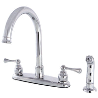 Thumbnail for Kingston Brass FB7791BLSP Vintage 8-Inch Centerset Kitchen Faucet with Sprayer, Polished Chrome - BNGBath