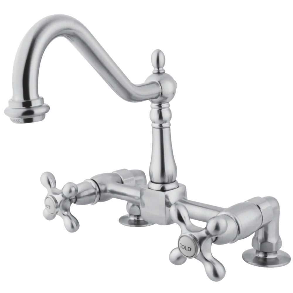 Kingston Brass KS1141AX Heritage Two-Handle Bridge Kitchen Faucet, Polished Chrome - BNGBath