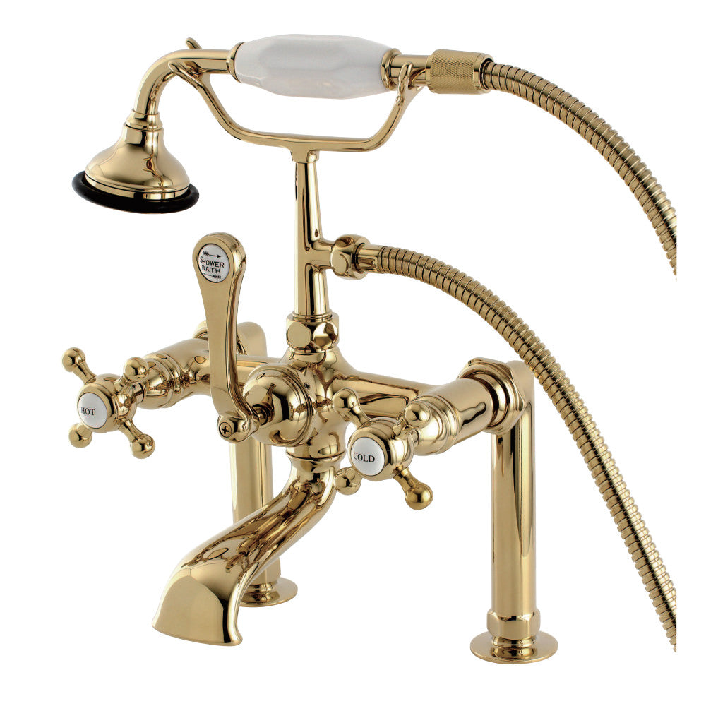 Aqua Vintage AE103T2BX English Country Deck Mount Clawfoot Tub Faucet, Polished Brass - BNGBath