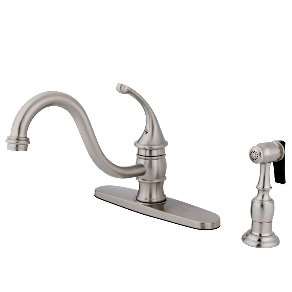 Kingston Brass KB3578GLBS Georgian 8" Centerset Kitchen Faucet with Brass Sprayer, Brushed Nickel - BNGBath