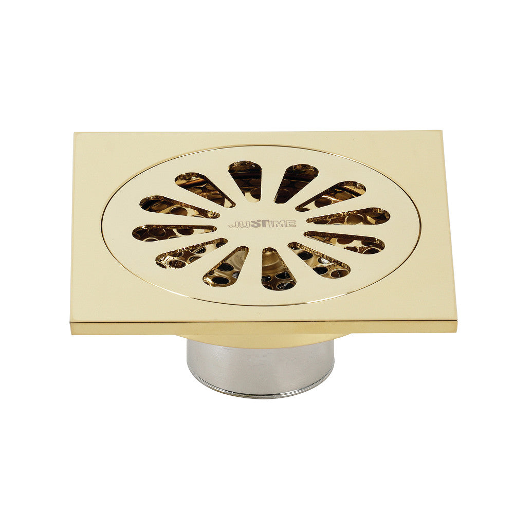 Kingston Brass BSF4161PB Watercourse Sunburst 4" Square Grid Shower Drain, Polished Brass - BNGBath