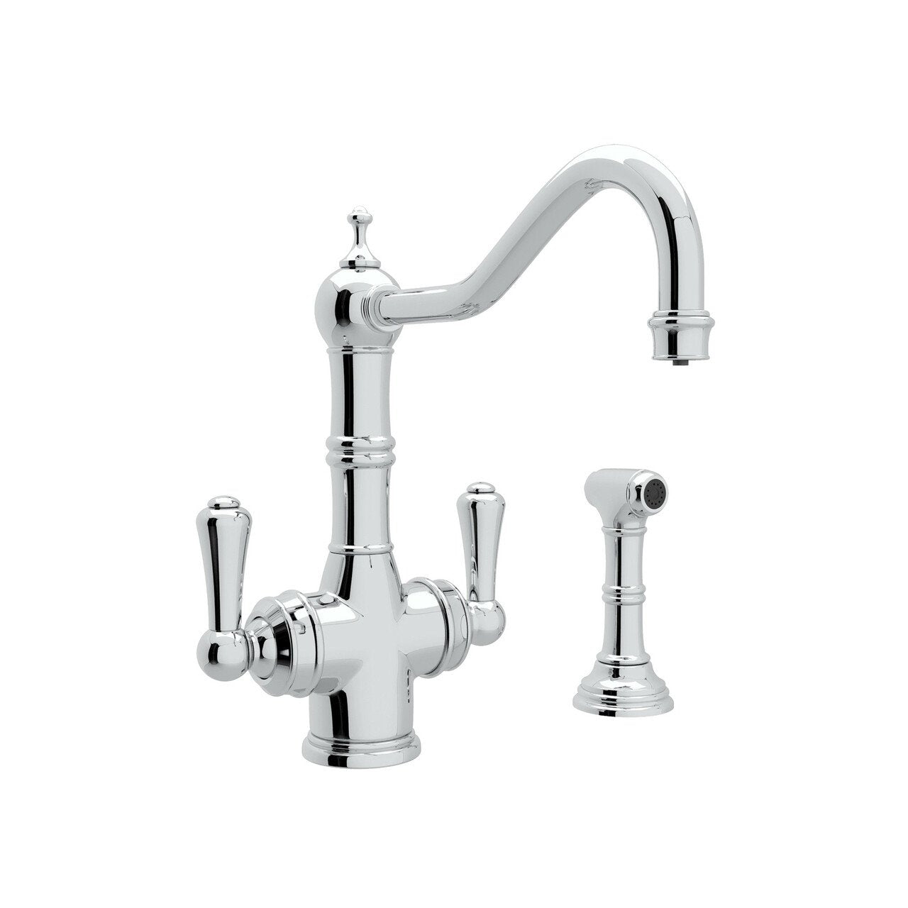 Perrin & Rowe Edwardian Filtration 2-Lever Kitchen Faucet with Sidespray - BNGBath