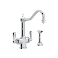 Thumbnail for Perrin & Rowe Edwardian Filtration 2-Lever Kitchen Faucet with Sidespray - BNGBath