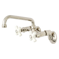 Thumbnail for Kingston Brass KS613PN Kingston Two Handle Wall Mount Bathroom Faucet, Polished Nickel - BNGBath