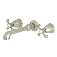 Thumbnail for Kingston Brass KS7128TX French Country Two-Handle Wall Mount Bathroom Faucet, Brushed Nickel - BNGBath